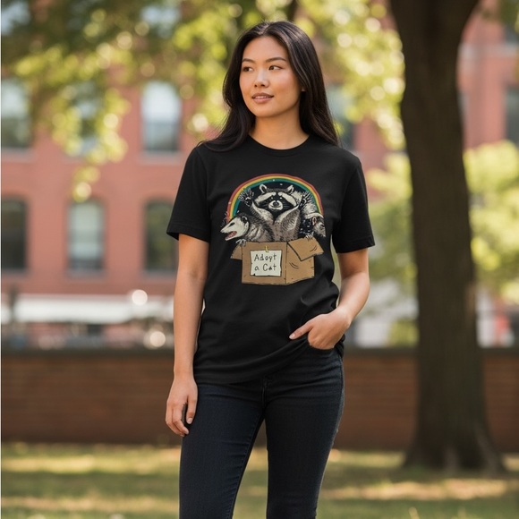 ROMWE Tops - Romwe Adopt A Cat Opposum Skunk Raccoon Graphic Tee NWT